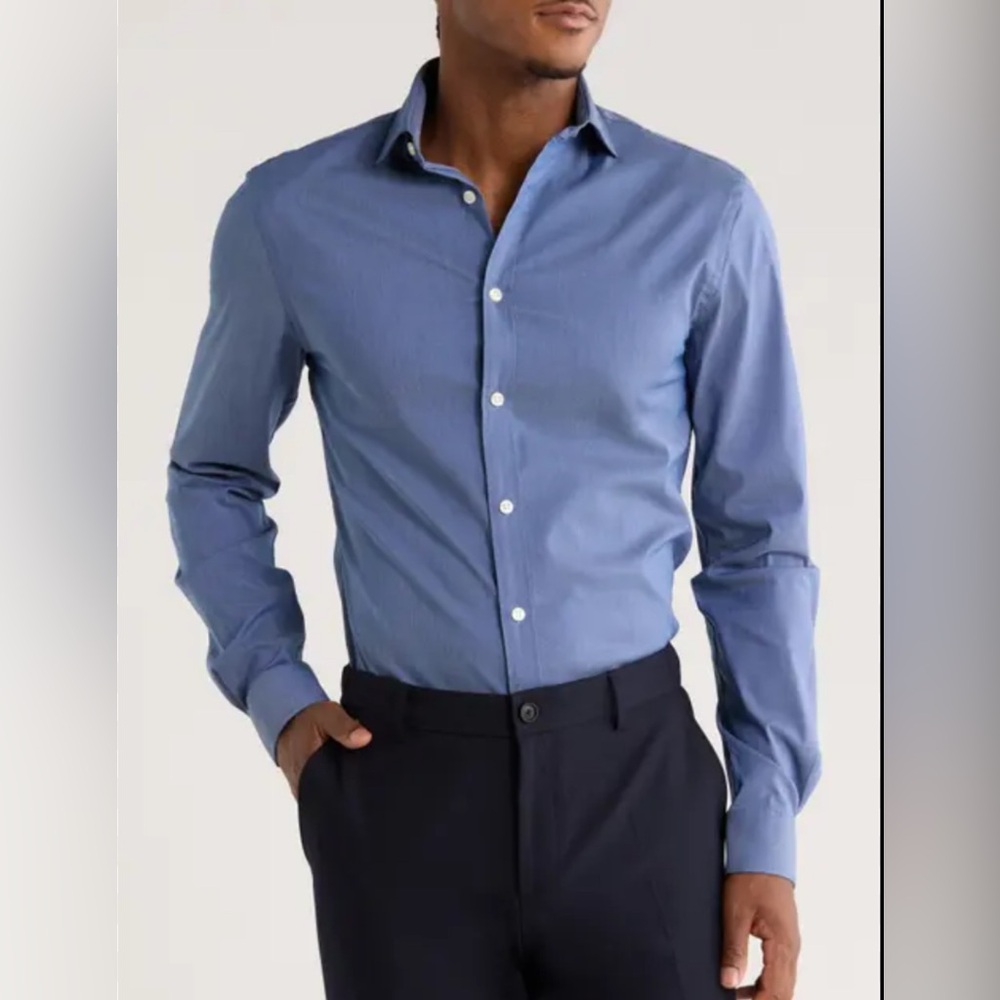 Michael Kors Sky Blue Airsoft Stretch Shirt